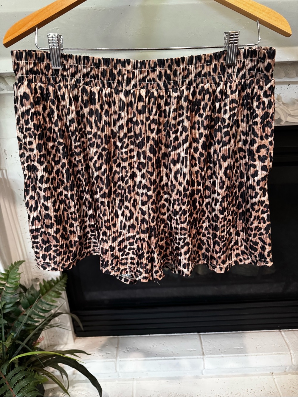 Bourbon & Belles Leopard-Print Pleated Mini Shorts